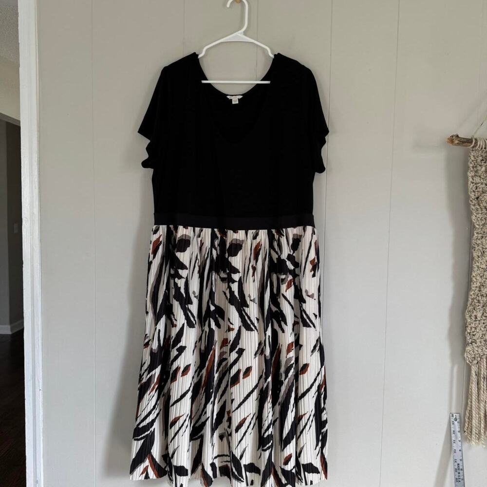 Cato plus size black & white print short sleeve maxi sundress women's 22/24w